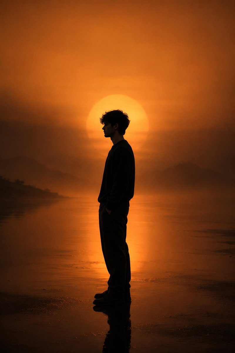 Silhouette Sun Horizon Minimalist Portrait