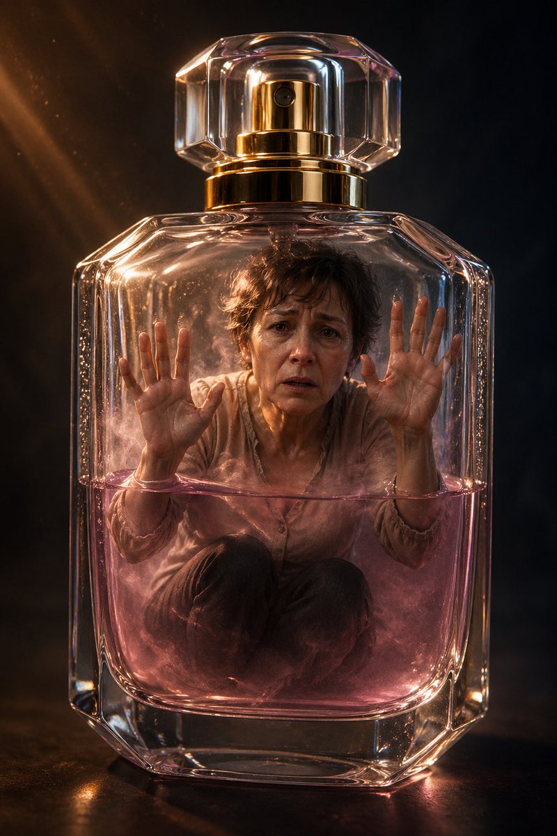 Woman in Crystal Perfume Bottle