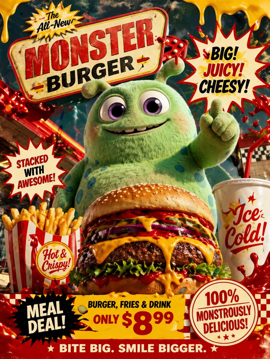 Fast Food Character Poster