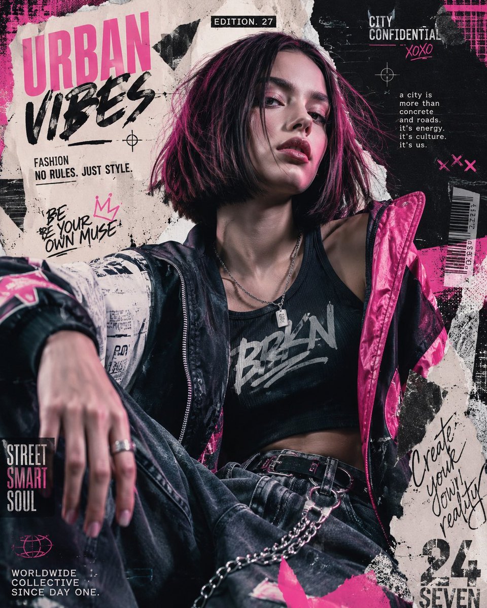 Urban Fashion Editorial Collage Poster
