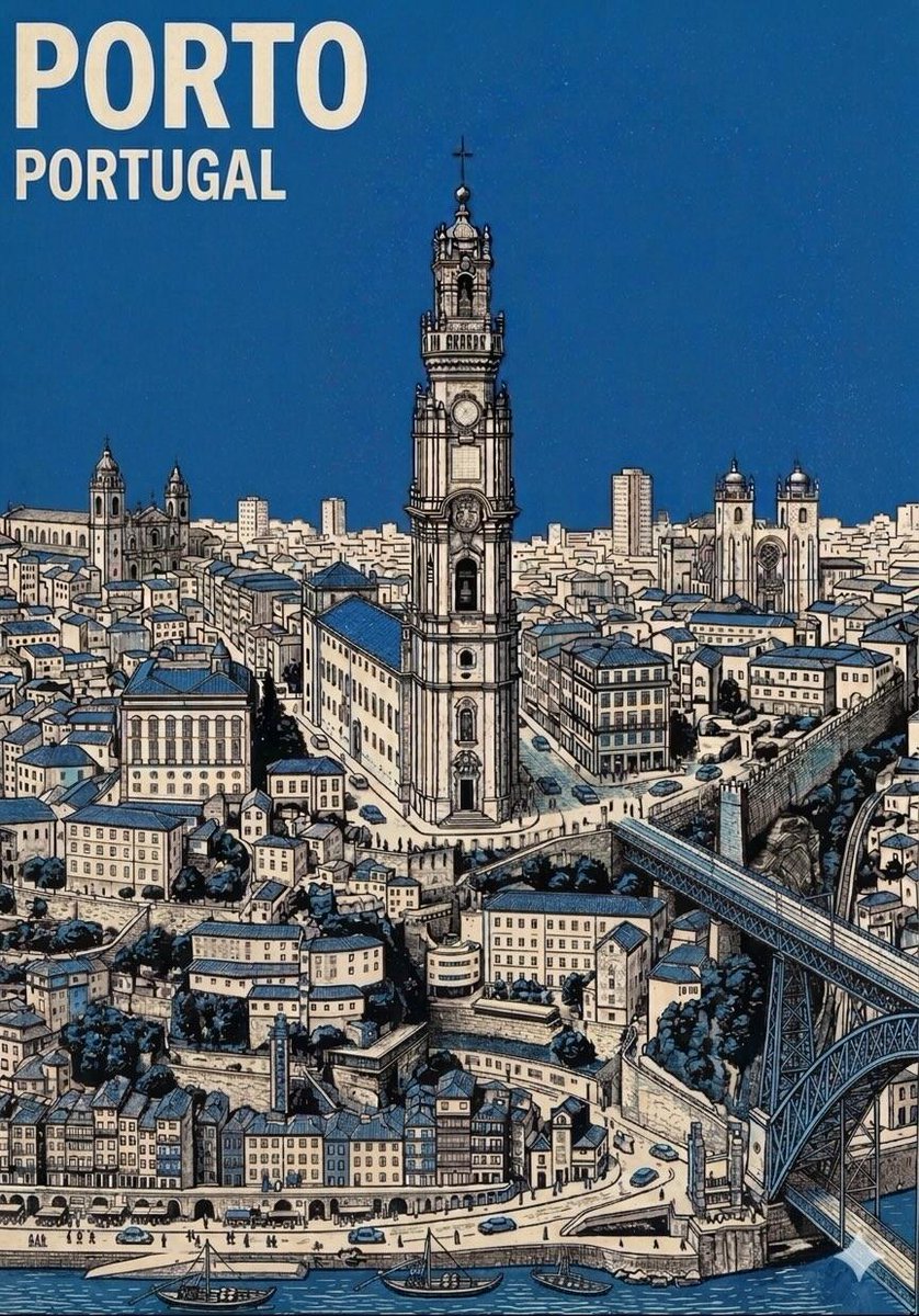 Mid-Century 3-Color City Poster
