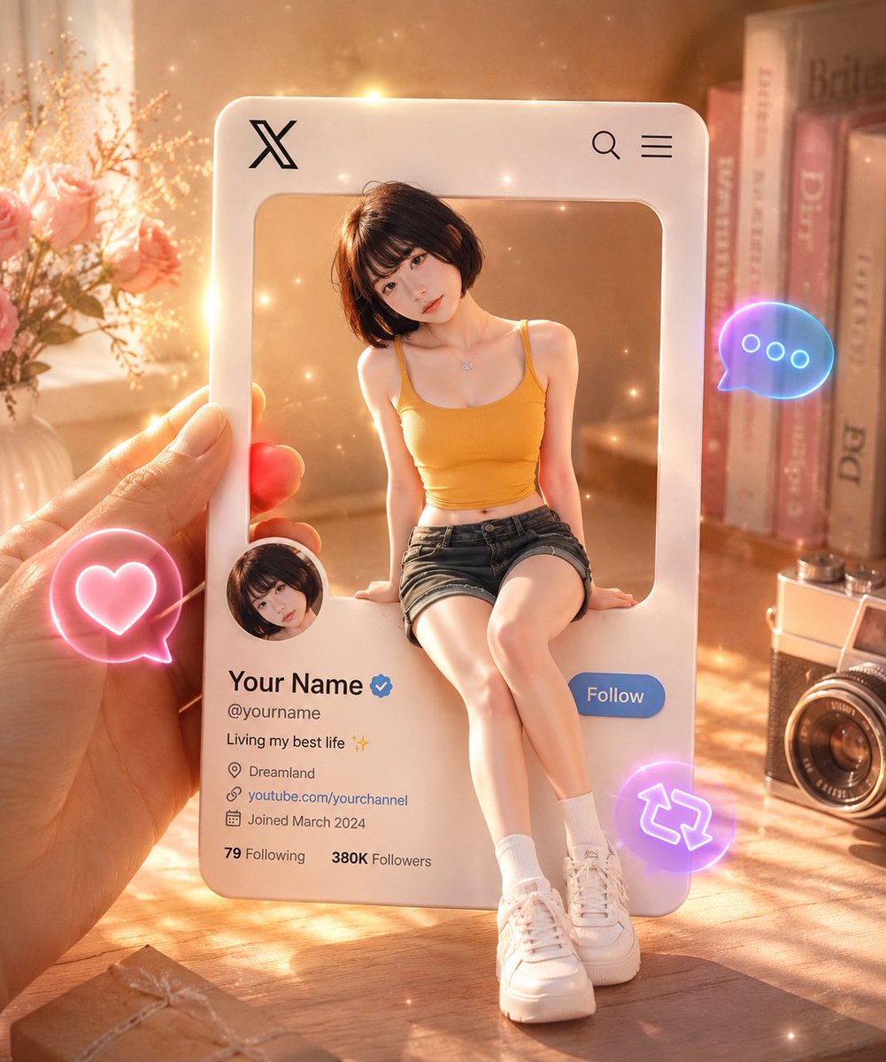 X Profile Card Cutout Girl