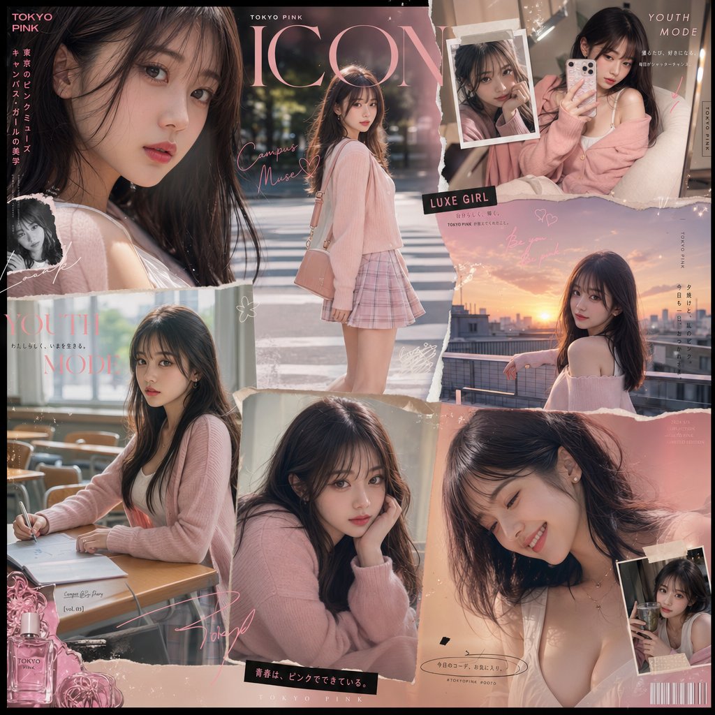 Tokyo Pink Fashion Collage